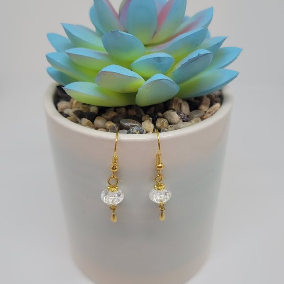 5 Piece Set - Gold plated mixed color crackled glass bracelet and 4 sets of earr - Picture 5 of 8